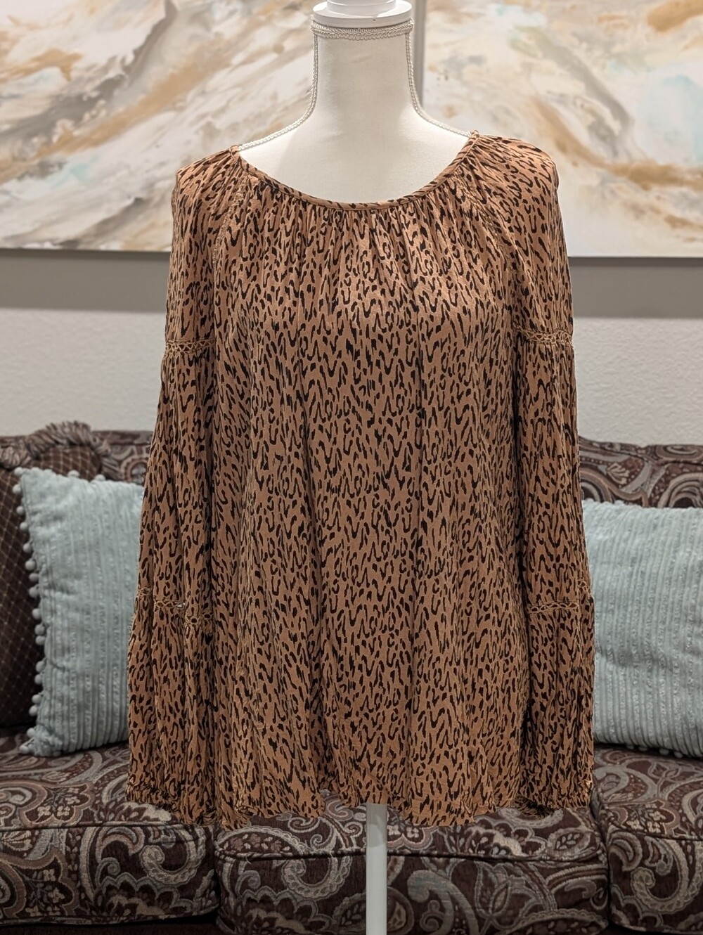 Brown Animal Print Blouse